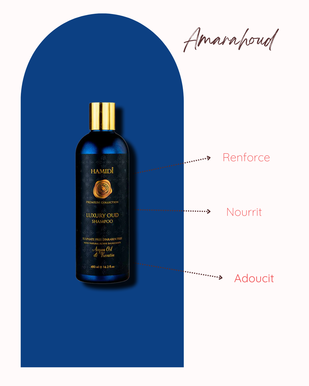 Shampoing à l'Huile d'Argan Et Kératine - 480ML